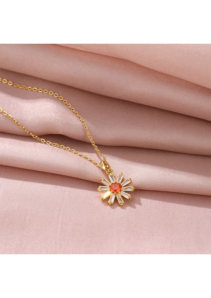 BINRONG0206 Altın Ayçiçeği Zirkonyum Kolye (Yurt Dışından) fiyatları