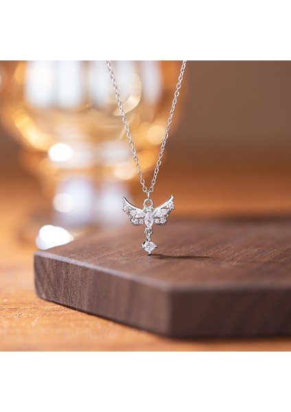 BINRONG0277 Gümüş Melek Kanatları Zirkon Taşlı Kolye (Yurt Dışından) fiyatları