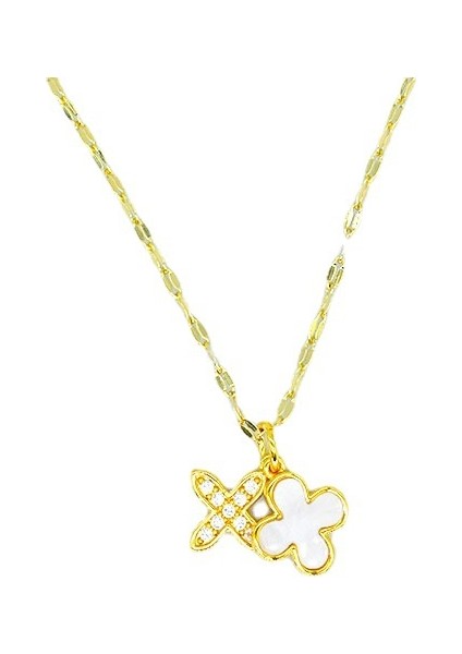 BINRONG0256 Altın Renkli Çift Quatrefoil Çiçek (Yurt Dışından)