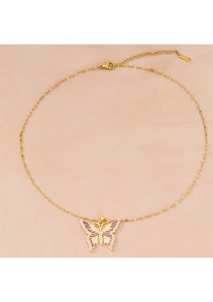 BINRONG0139 Altın Kelebek Zirkonyum Kolye (Yurt Dışından) fiyatları
