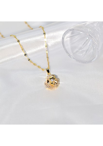 BINRONG0234 Altın Rengi Dönebilen Çiçek Zirkon Kolye (Yurt Dışından) fiyatları