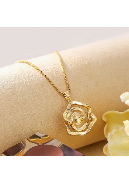 BINRONG0028 Altın Inci Çiçek Zirkon Kolye (Yurt Dışından) fiyatları