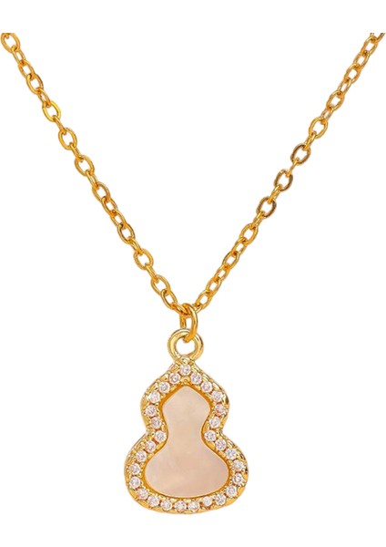 BINRONG0027 Altın Kabak Zirkon Kolye (Yurt Dışından)