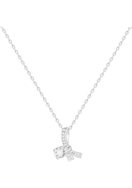 BINRONG0416 Gümüş Kurdele Zirkon Taşlı Kolye (Yurt Dışından)