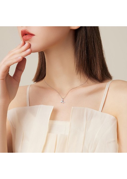 BINRONG0416 Gümüş Kurdele Zirkon Taşlı Kolye (Yurt Dışından) fiyatları