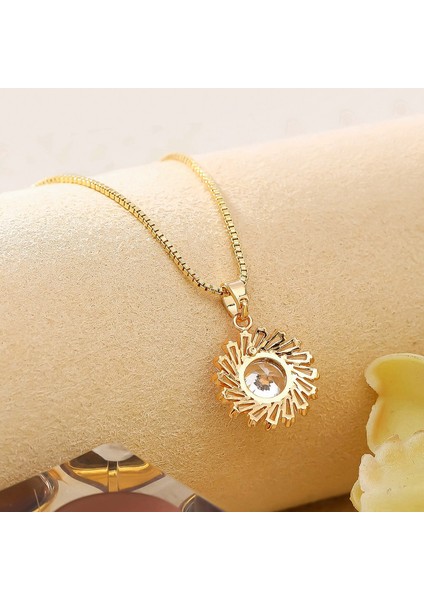 BINRONG0024 Altın Güneş Şeklinde Zirkon Kolye (Yurt Dışından) fiyatları