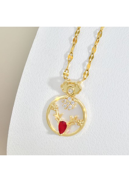 BINRONG0219 Altın Boynuz Stilize Zirkonya Kolye (Yurt Dışından) fiyatları