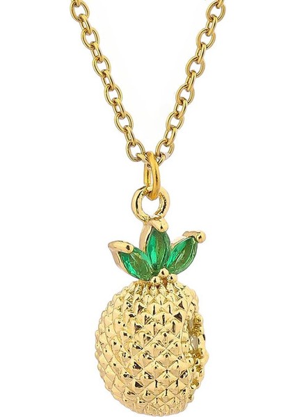 BINRONG006 Altın Ananas Zirkon Kolye (Yurt Dışından)