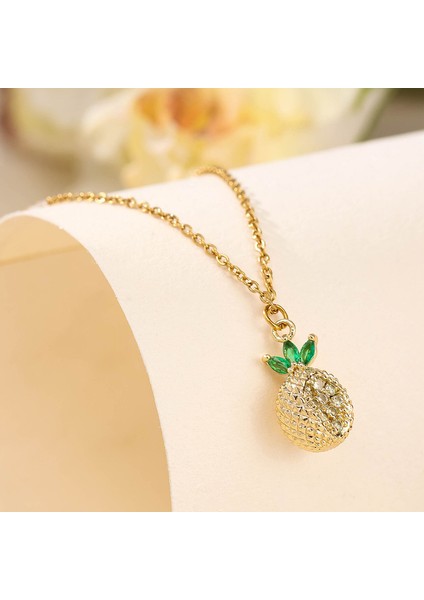 BINRONG006 Altın Ananas Zirkon Kolye (Yurt Dışından) fiyatları
