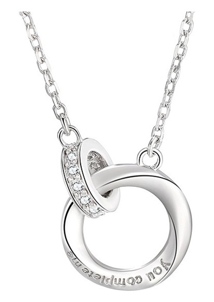 BINRONG0272 Gümüş Möbius Yüzük Zirkon Taşlı Kolye (Yurt Dışından)