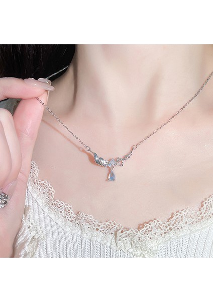 BINRONG0361 Gümüş Damla Zirkon Kolye (Yurt Dışından) fiyatları