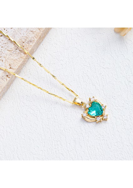 BINRONG0110 Altın Kalp Zirkonyum Kolye (Yurt Dışından) fiyatları