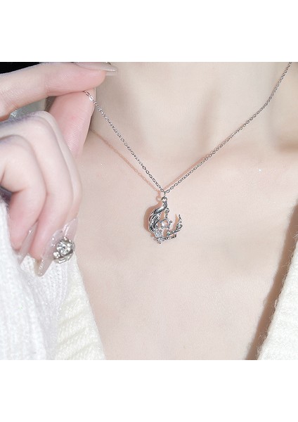 BINRONG0362 Gümüş Defne Dalı Zirkon Taşlı Kolye (Yurt Dışından) fiyatları