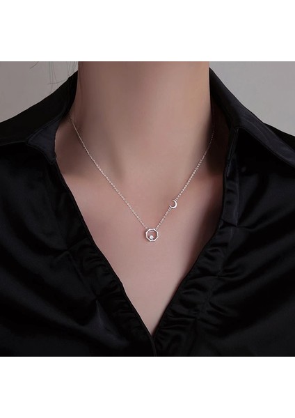 BINRONG0566 Gümüş Güneş ve Ay Zirkon Kolye (Yurt Dışından) fiyatları