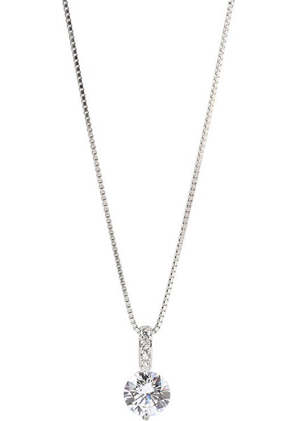 BINRONG0444 Gümüş Zirkon Taşlı Kolye (Yurt Dışından)