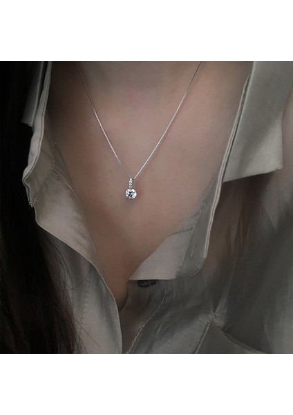 BINRONG0444 Gümüş Zirkon Taşlı Kolye (Yurt Dışından) fiyatları