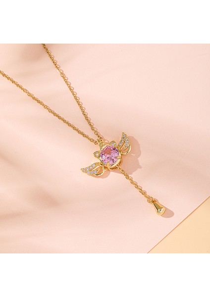 BINRONG0103 Altın Aşk Tanrısının Kalbi Zirkonyum Kolye (Yurt Dışından) fiyatları