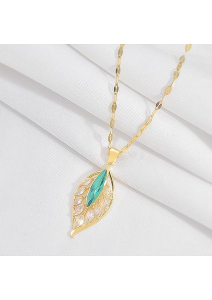 BINRONG0171 Altın Damlalar Yapraklar Zirkonya Kolye (Yurt Dışından) fiyatları