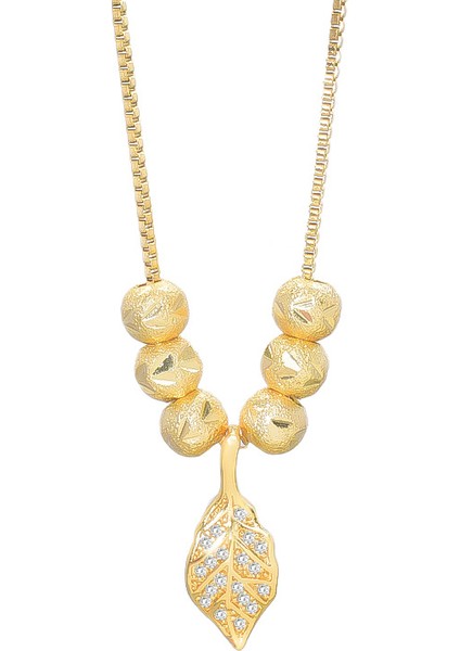 BINRONG0195 Altın Şanslı Boncuk Küçük Yaprak Zirkon Kolye (Yurt Dışından)