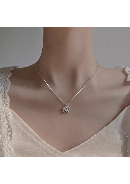 BINRONG0423 Gümüş Çiçek Şeklinde Zirkon Taşlı Kolye (Yurt Dışından) fiyatları