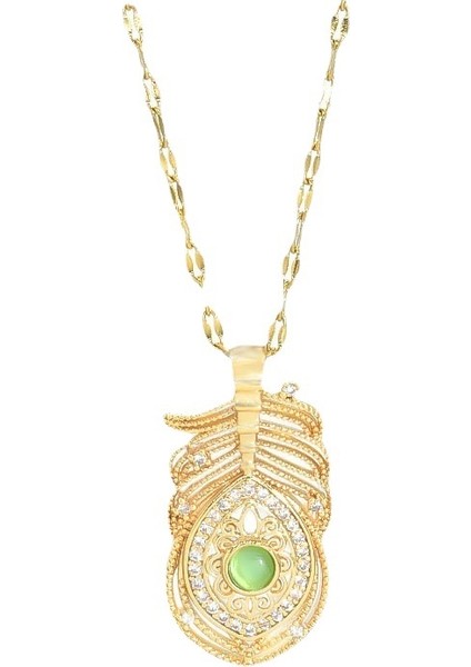 BINRONG0212 Altın Tüy Şeytan Gözü Zirkonyum Kolye (Yurt Dışından)