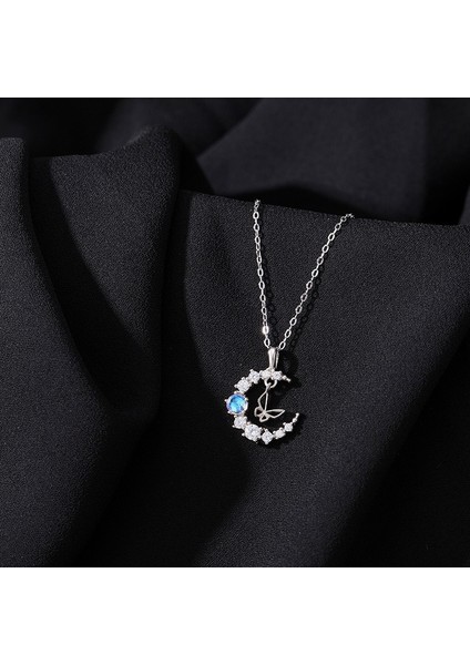 BINRONG0289 Gümüş Kelebek Ay Zirkon Taşlı Kolye (Yurt Dışından) fiyatları