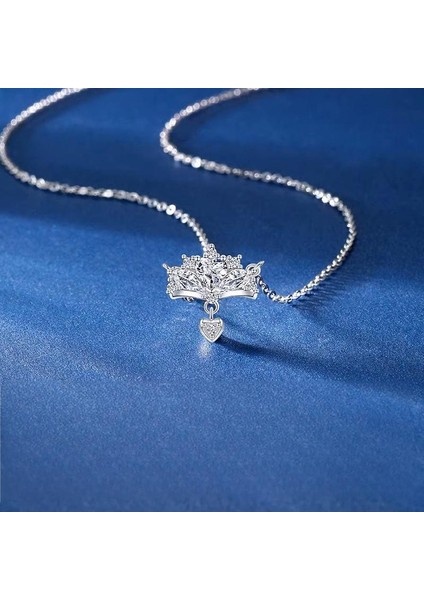 BINRONG0401 Gümüş Taç Zirkon Taşlı Kolye (Yurt Dışından) fiyatları