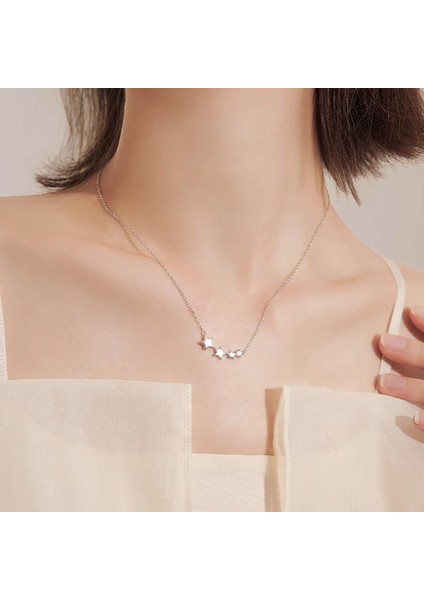 BINRONG0408 Gümüş Minimalist Pentagram Zirkonyum Kolye (Yurt Dışından) fiyatları