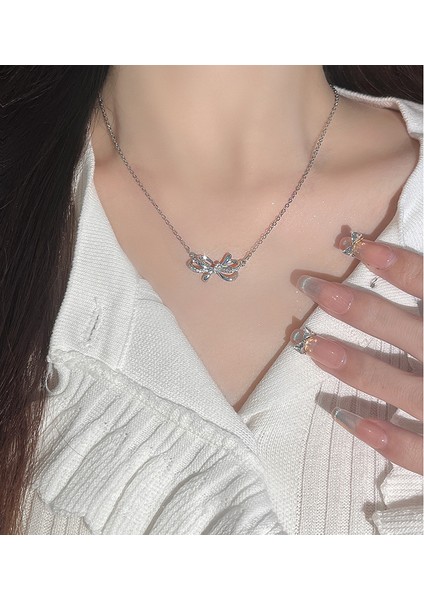 BINRONG0315GÜMÜŞ Kurdele Zirkon Taşlı Kolye (Yurt Dışından) fiyatları