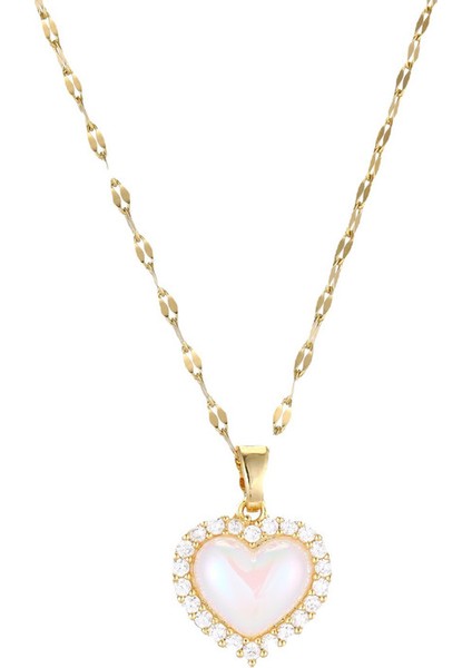 BINRONG0070 Altın Kalp Zirkonyum Kolye (Yurt Dışından)