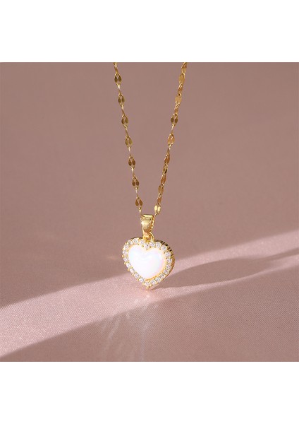 BINRONG0070 Altın Kalp Zirkonyum Kolye (Yurt Dışından) fiyatları