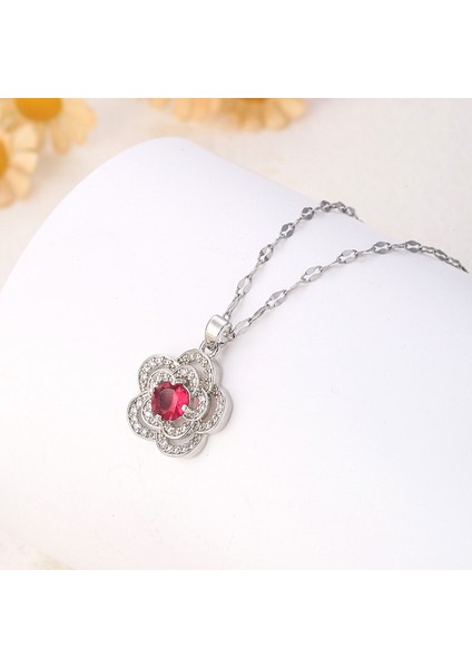 BINRONG0111 Gümüş Yakut Zirkon Taşlı Kolye (Yurt Dışından) fiyatları