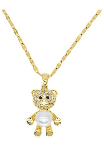 BINRONG0245 Altın Ayı Zirkonyum Kolye (Yurt Dışından)