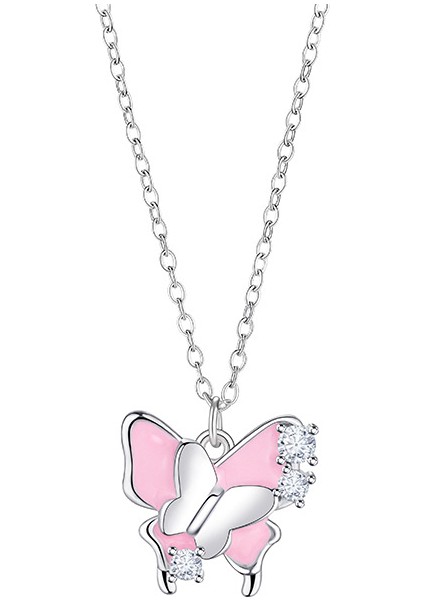 BINRONG0343 Gümüş Kelebek Zirkon Taşlı Kolye (Yurt Dışından)