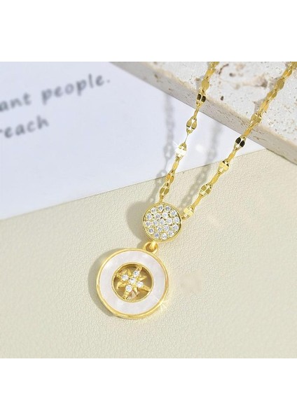 BINRONG0073 Altın Daire Zirkonyum Kolye (Yurt Dışından) fiyatları