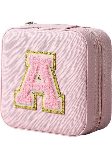 Alfabe Tarzı Basit Taşınabilir Aynalı Yüzük Kutusu (Pembe A) (Yurt Dışından)