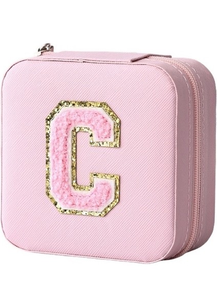 Alfabe Stili Aynalı Taşınabilir Yüzük Kutusu (Pembe C) (Yurt Dışından)