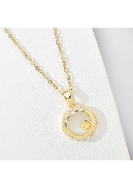 BINRONG0163 Altın Yuvarlak Gülen Zirkon Kolye (Yurt Dışından) fiyatları