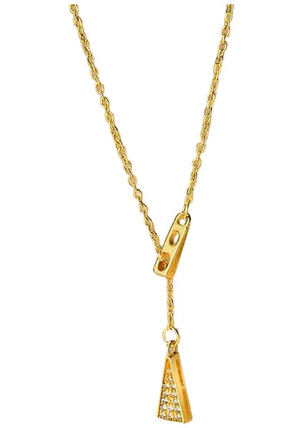 BINRONG0493 Altın Geometrik Üçgen Zirkon Kolye (Yurt Dışından)