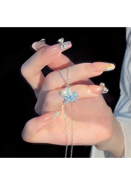 BINRONG0306 Gümüş Yaz Denizyıldızı Zirkon Taşlı Kolye (Yurt Dışından) fiyatları
