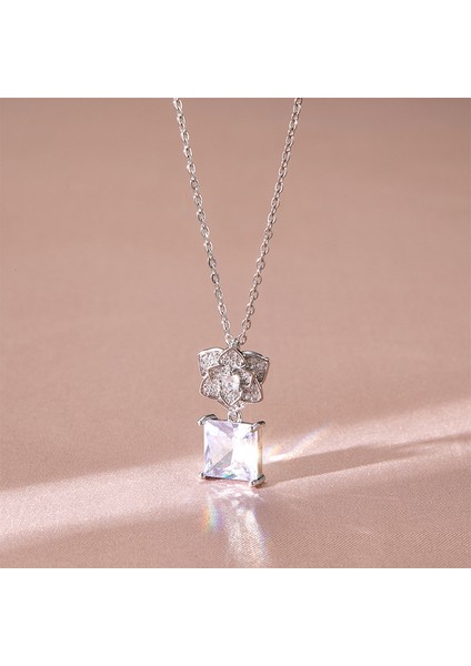 BINRONG0194 Gümüş Çiçek Zirkonyum Kolye (Yurt Dışından) fiyatları