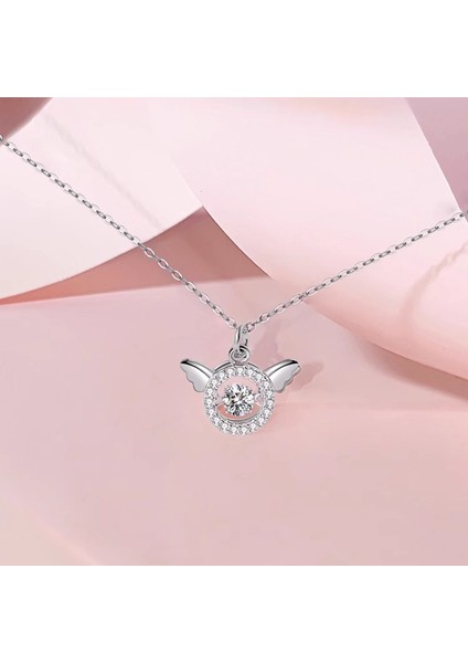 BINRONG0378 Gümüş Melek Kanatları Zirkon Taşlı Kolye (Yurt Dışından) fiyatları