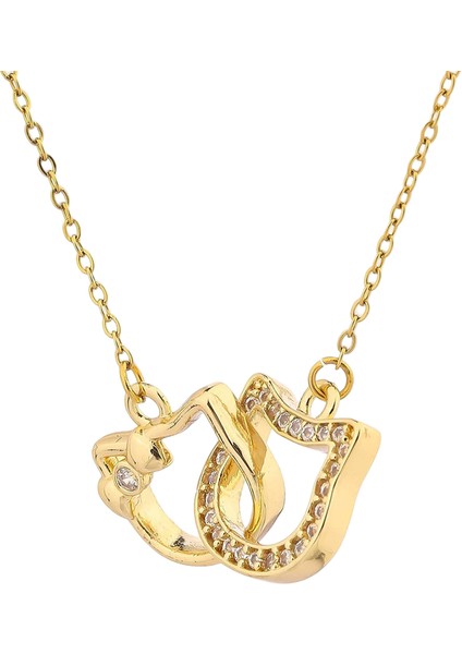 BINRONG003 Altın Rengi Sevimli Kedicik Zirkon Kolye (Yurt Dışından)