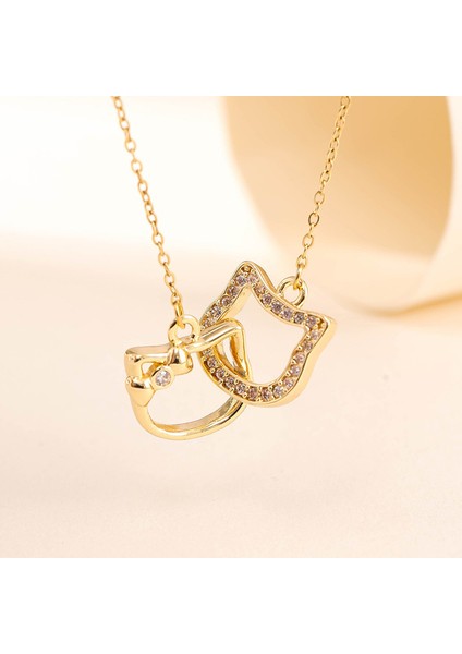 BINRONG003 Altın Rengi Sevimli Kedicik Zirkon Kolye (Yurt Dışından) fiyatları