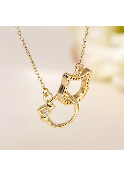 BINRONG003 Altın Rengi Sevimli Kedicik Zirkon Kolye (Yurt Dışından) modelleri