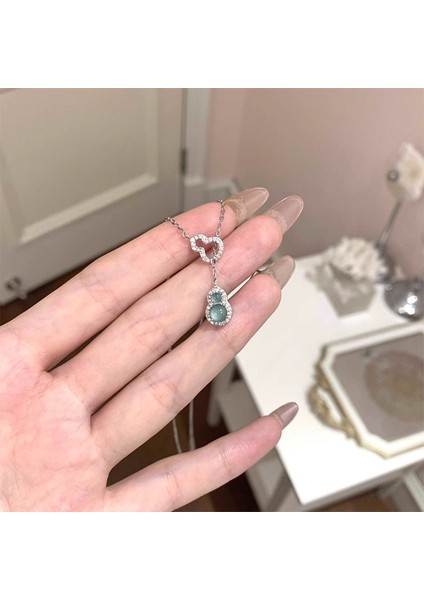 BINRONG0449 Gümüş Su Kabağı Zirkon Taşlı Kolye (Yurt Dışından) fiyatları
