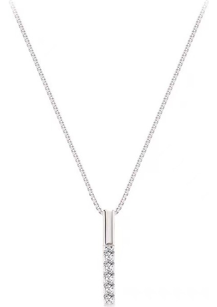 BINRONG0308 Gümüş Uzun Çubuk Zirkon Kolye (Yurt Dışından)