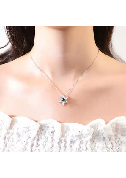 BINRONG0251 Gümüş Kar Tanesi Zirkon Taşlı Kolye (Yurt Dışından) fiyatları