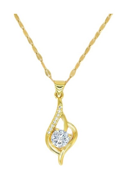 BINRONG0054 Ilk Görüşte Altın Rengi Zirkonya Kolye (Yurt Dışından)