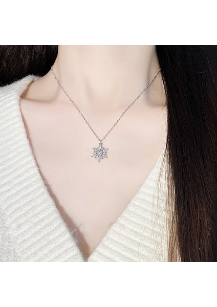 BINRONG0380 Gümüş Kar Tanesi Zirkon Taşlı Kolye (Yurt Dışından) fiyatları